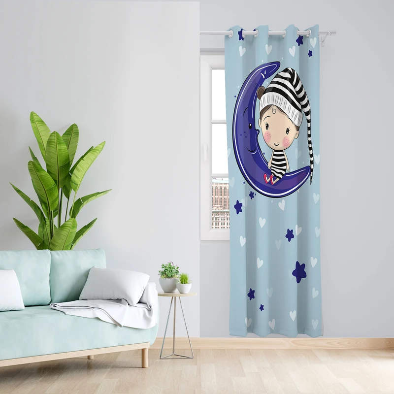  پرده مدل اتاق کودک مخمل پانچی طرح دخترانه کد 4083 سایز 140x280 سانتی متر