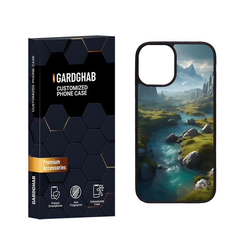 کاور گارد قاب مدل دور ژله ای پشت گلس هنری مناسب برای گوشی موبایل اپل iPhone 12 Mini