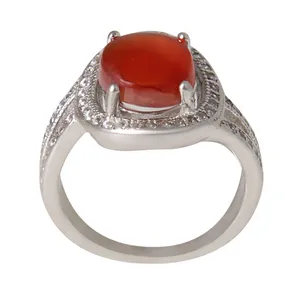 انگشتر نقره زنانه مدل سنگ عقیق کد AWR_856