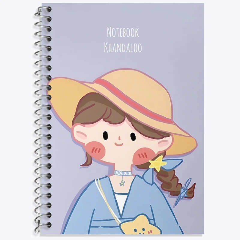 دفتر زبان 50 برگ خندالو مدل دو خط طرح دخترانه کیوت کد N3984