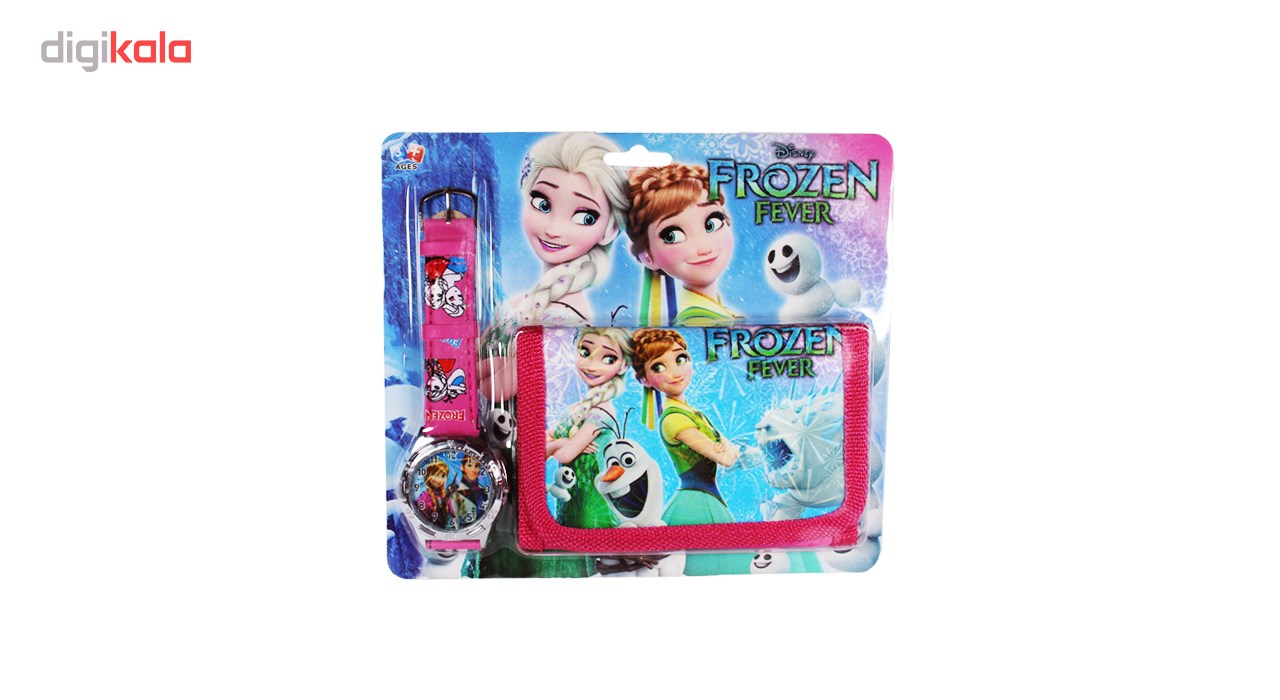 ست ساعت و کیف پول بچه گانه مدل Frozen دخترانه