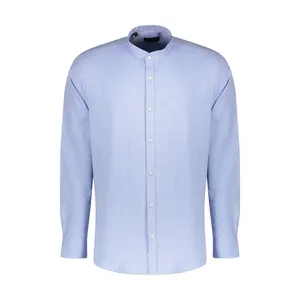 پیراهن آستین بلند مردانه ان سی نو مدل فرنچ سورنا رنگ آبی