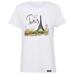 تی شرت آستین کوتاه زنانه 27 مدل Eiffel Tower Drawing کد MH933