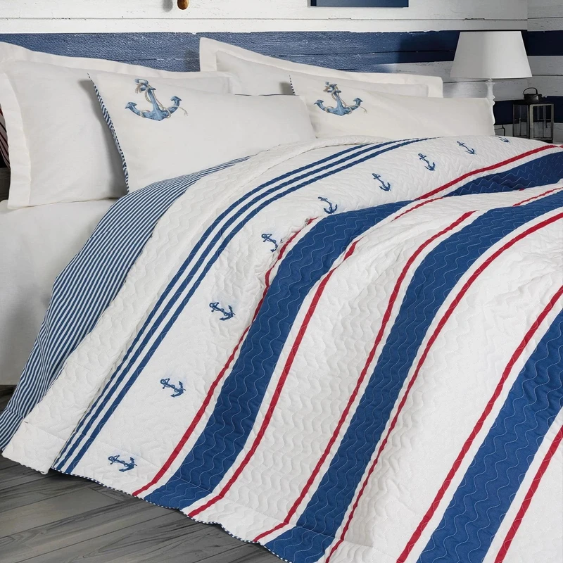 سرویس روتختی یک نفره 3 تکه کاتن باکس مدل Complete Set Maritime Brine Ekru T.K