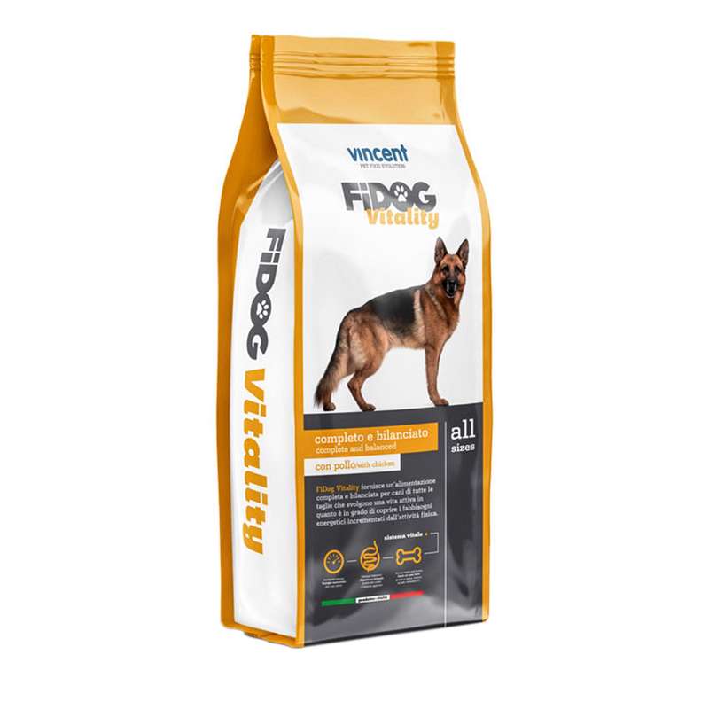 غذای خشک سگ بالغ فعال و پر انرژی وینسنت مدل Fidog - Chicken وزن 4 کیلوگرم 