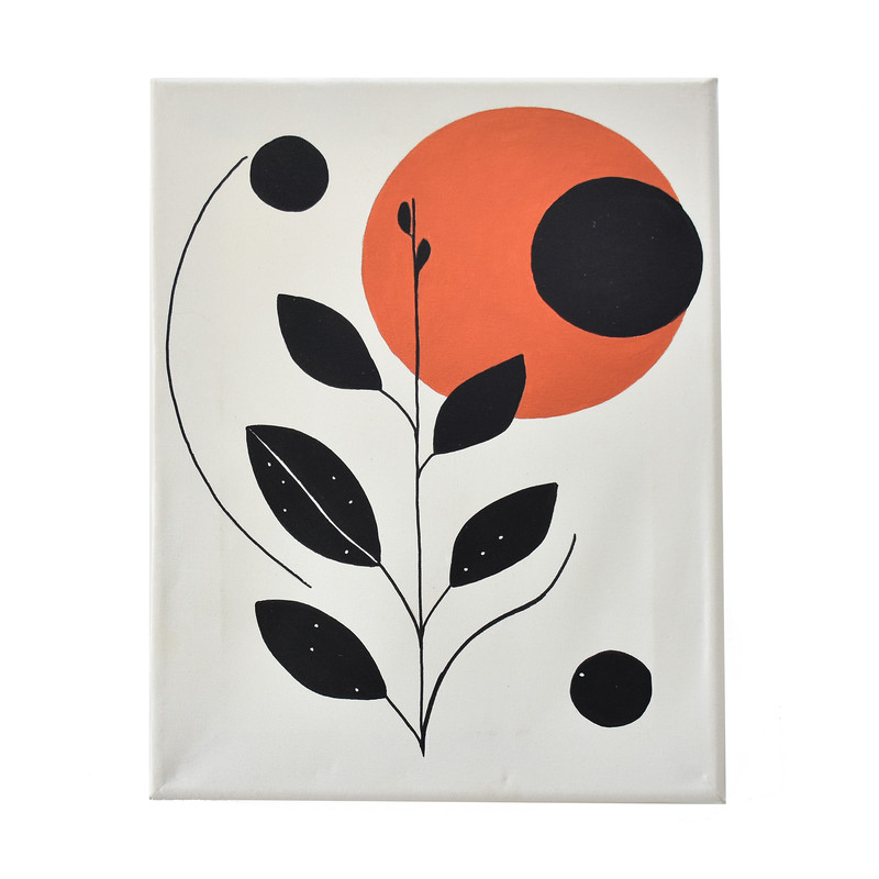 تابلو نقاشی اکریلیک به سبک مینیمال طرح جوانه و خورشید