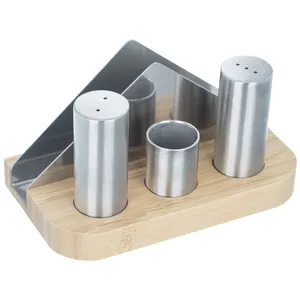 ست نمک و فلفل پاش 4 پارچه بامبوم مدل BB0201