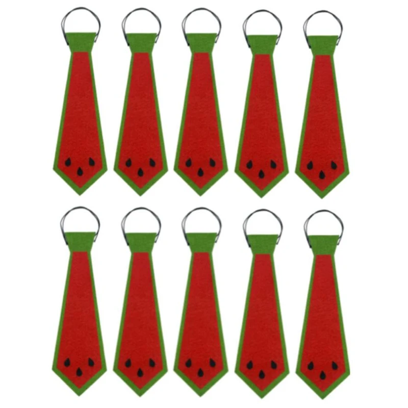 کراوات پسرانه مدل نمدی یلدا طرح هندوانه مجموعه 10 عددی