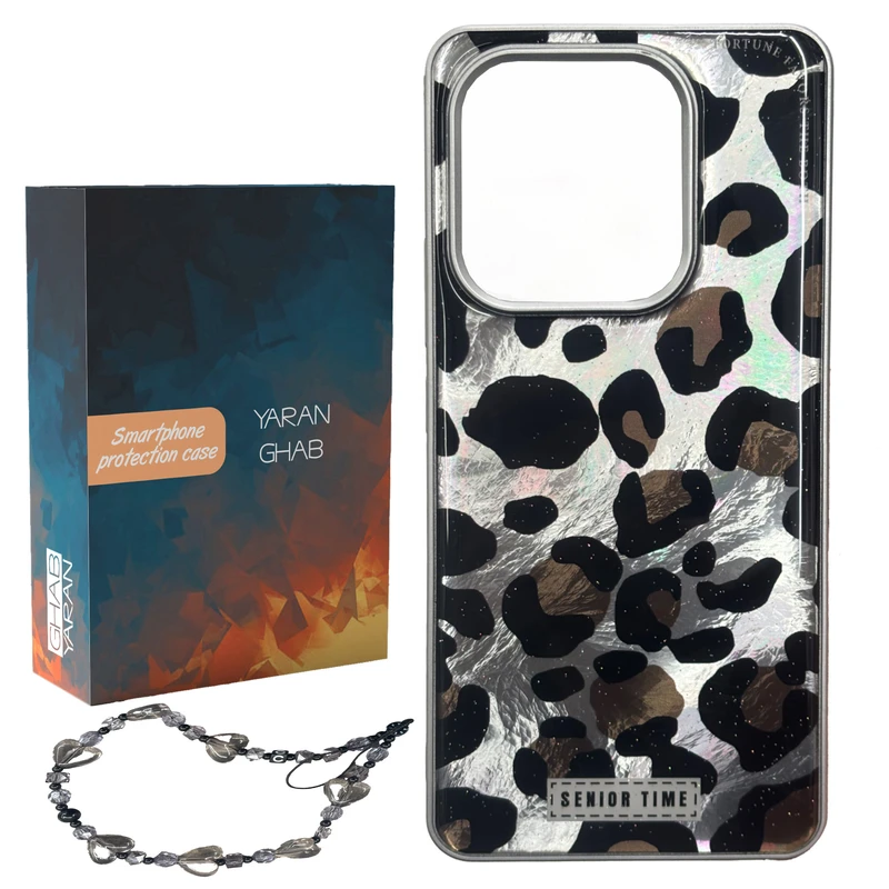 کاور قاب یاران مدل پلنگی مناسب برای گوشی موبایل شیائومی Redmi Note 14 4G به همراه بنداویز