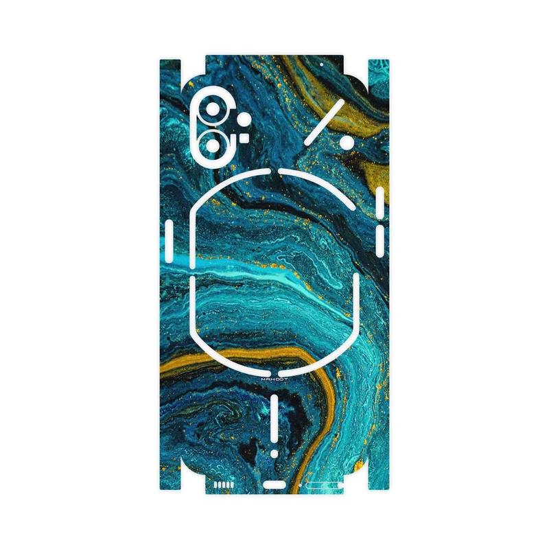 برچسب پوششی ماهوت مدل Turquoise marblewith golden streaks-FullSkin مناسب برای گوشی موبایل ناتینگ Phone 1