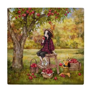 نقد و بررسی کاشی طرح نقاشی دختر بچه و درخت سیب کد wk4372 توسط خریداران