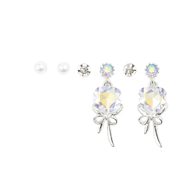 گوشواره میخی زنانه مدل nv80 بسته سه عددی