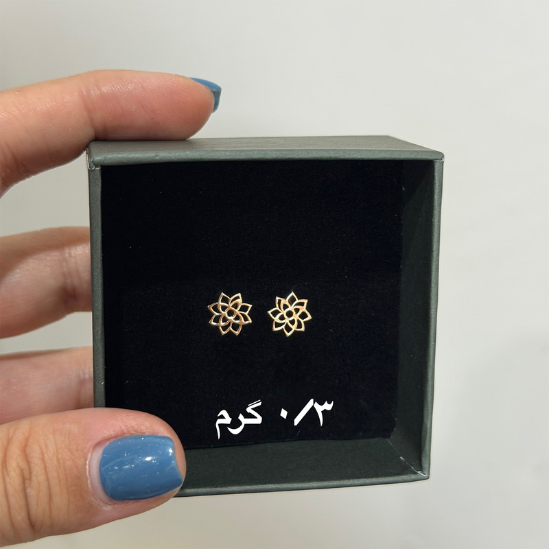 گوشواره طلا 18 عیار زنانه فرشته مدل گل WEL-000218 - 2