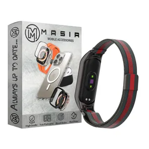 بند مسیر مدل Milanese Line Color Magnetic مناسب برای ساعت هوشمند شیائومی Mi band 7 به همراه کاور