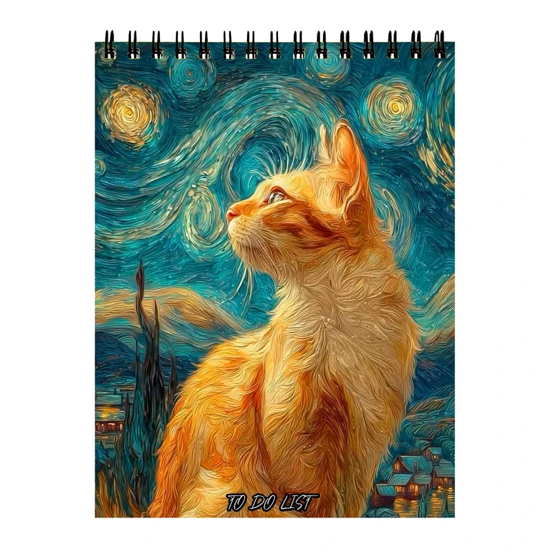 دفتر برنامه‌ریزی 60 برگ مدل گربه در شب پرستاره کد 55