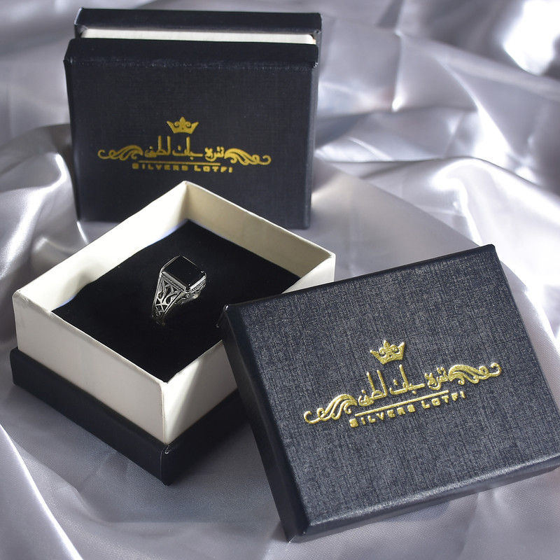 انگشتر نقره مردانه نقره جات لطفی مدل عقیق کد ANMS01E02