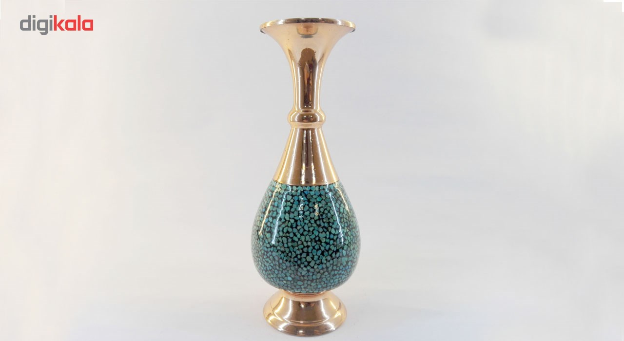 گلدان فیروزه کوب گالری اناردون اثر حسینی ارتفاع 17 سانتی متر