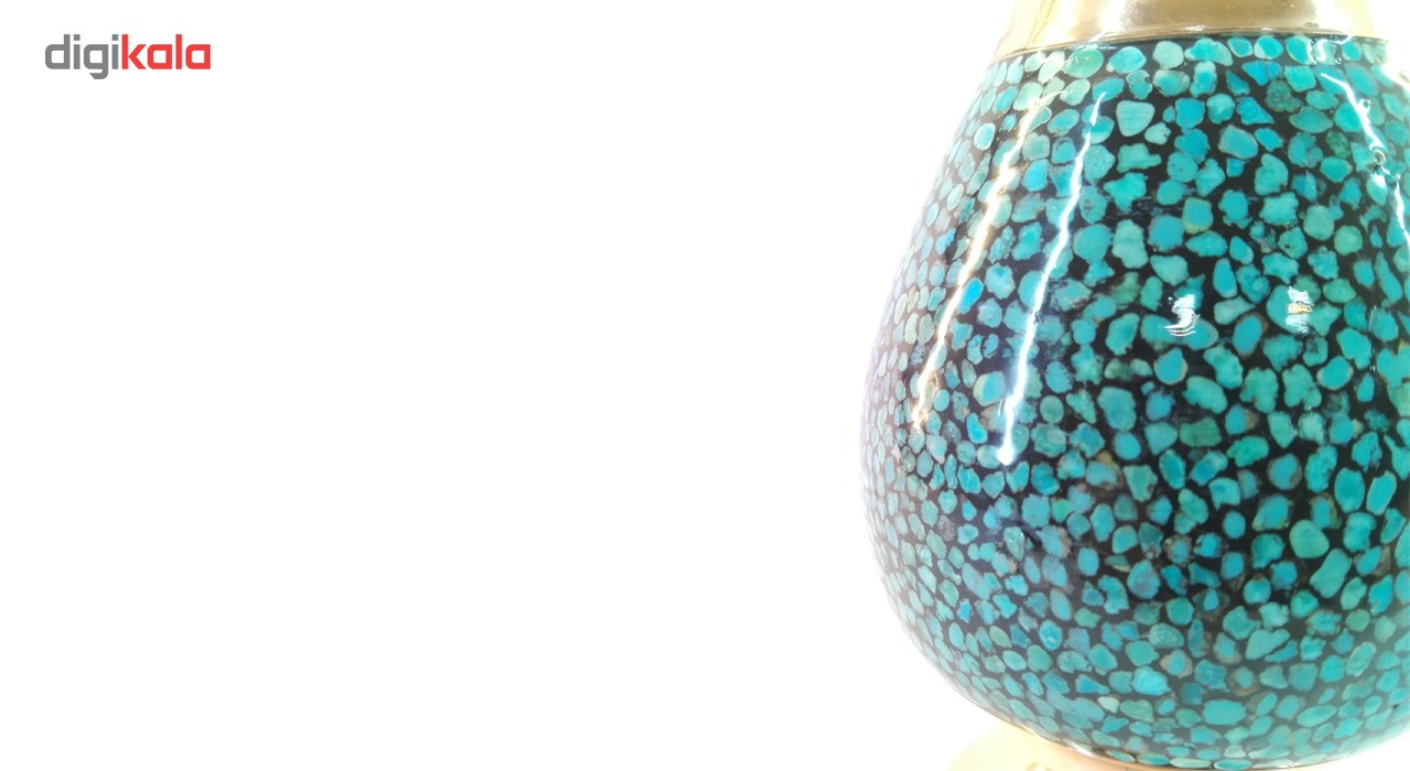 گلدان فیروزه کوب گالری اناردون اثر حسینی ارتفاع 17 سانتی متر