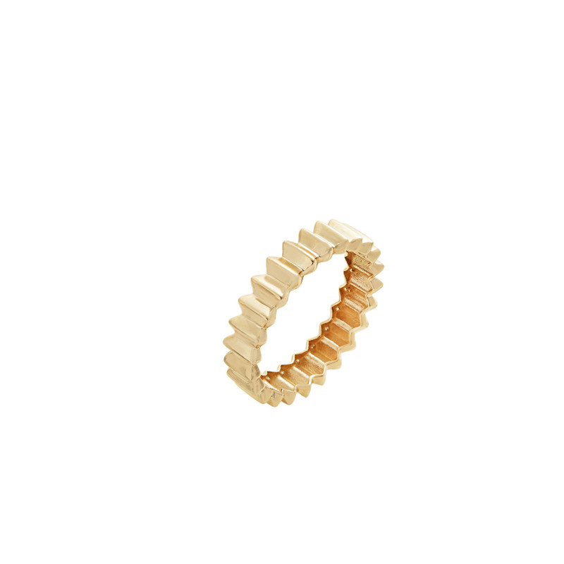 انگشتر طلا 18 عیار زنانه الی گالری مدل پلیسه برجسته سایز 54