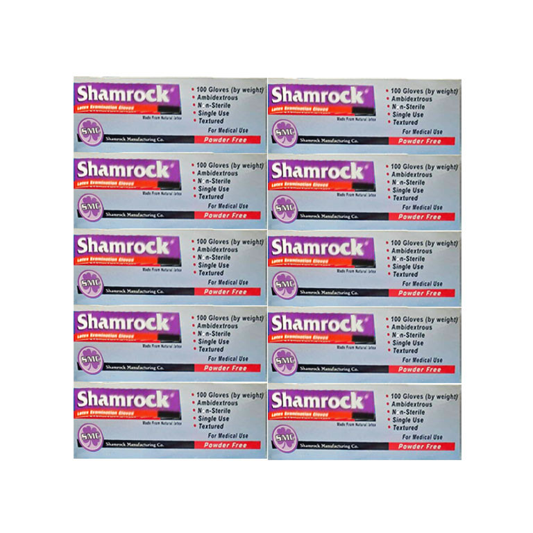 دستکش لاتکس غیر پودری شمراک مدل smc سایز بزرگ (L) بسته 10 بسته 100 عددی