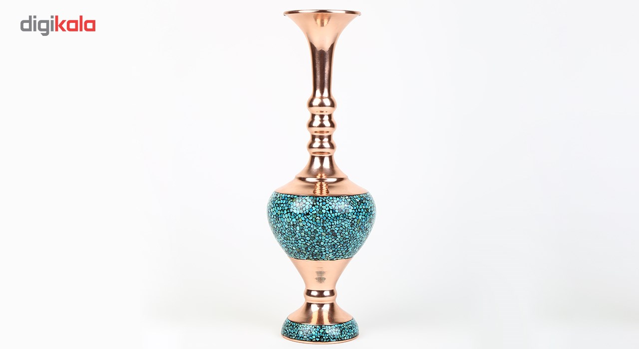 گلدان مسی فیروزه کوب گالری گوهران مدل سه گوی کد 1405