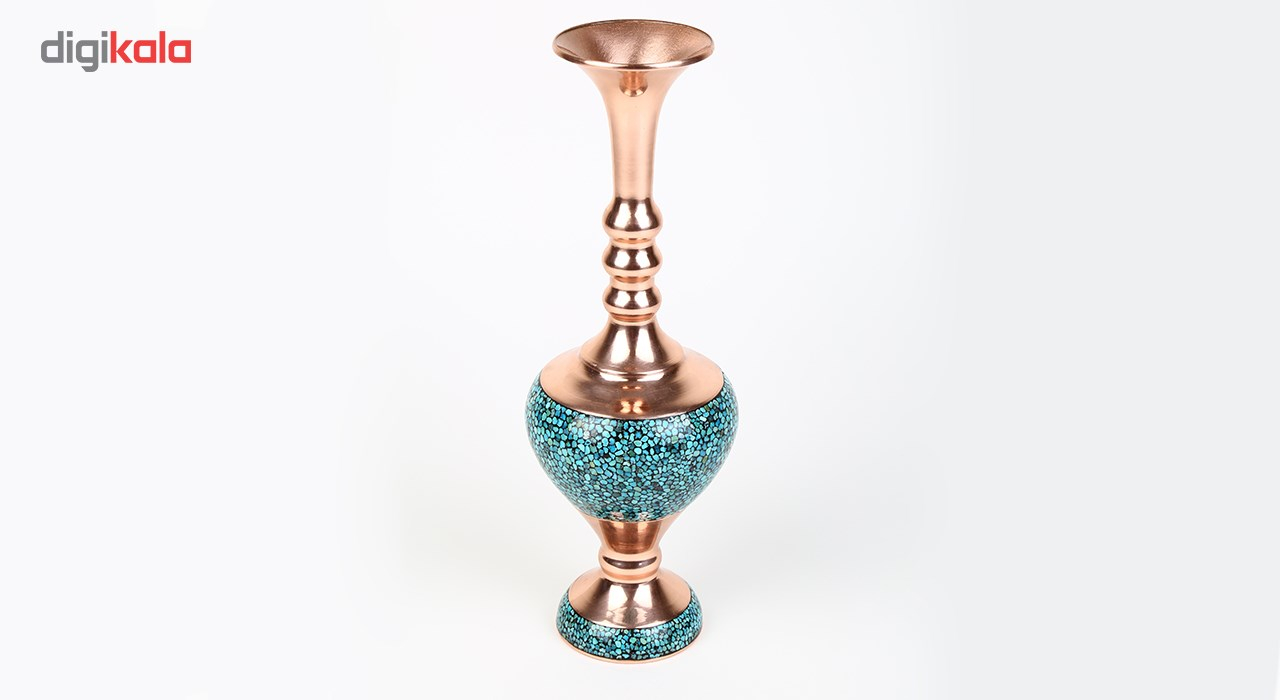 گلدان مسی فیروزه کوب گالری گوهران مدل سه گوی کد 1405