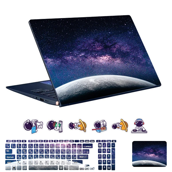 استیکر لپ تاپ توییجین و موییجین طرح Space  کد 161 مناسب برای لپ تاپ 15.6 اینچ به همراه برچسب حروف فارسی کیبورد