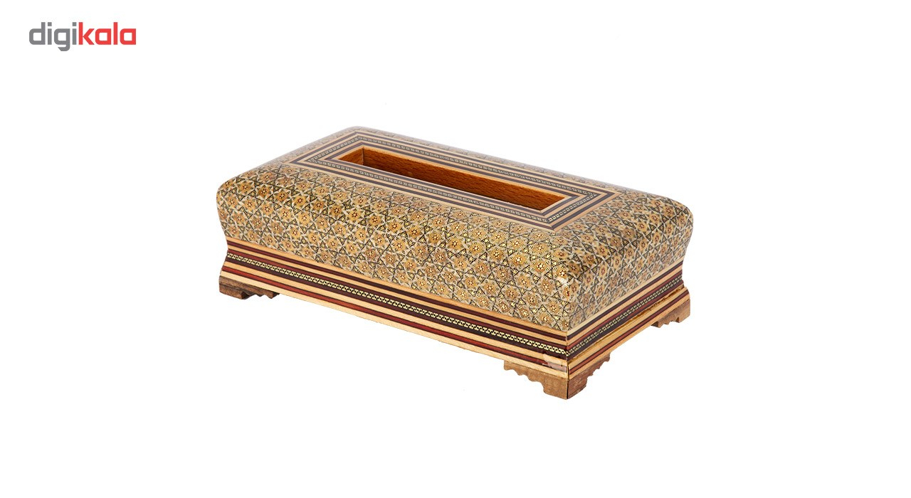 جعبه دستمال کاغذی خاتم کاری گالری گوهران مدل زمرد کد 236