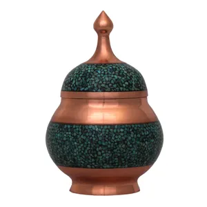 قندان فیروزه کوب مدل چیتساز کد dFZ4 ارتفاع 10 سانتی متر