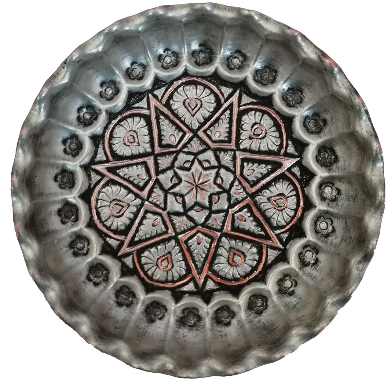 سینی مسی قلمزنی کد AL-80040096 سایز 20 سانتی متر