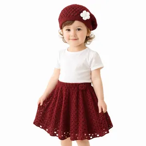 ست کلاه و دامن بافت دخترانه مدل بهارسا