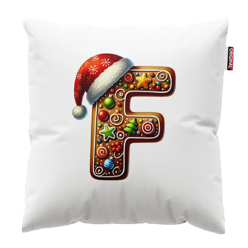 کوسن پاد آفرین مدل کریسمس طرح حرف F کد PK302563 سایز 30*30 سانتی متر 