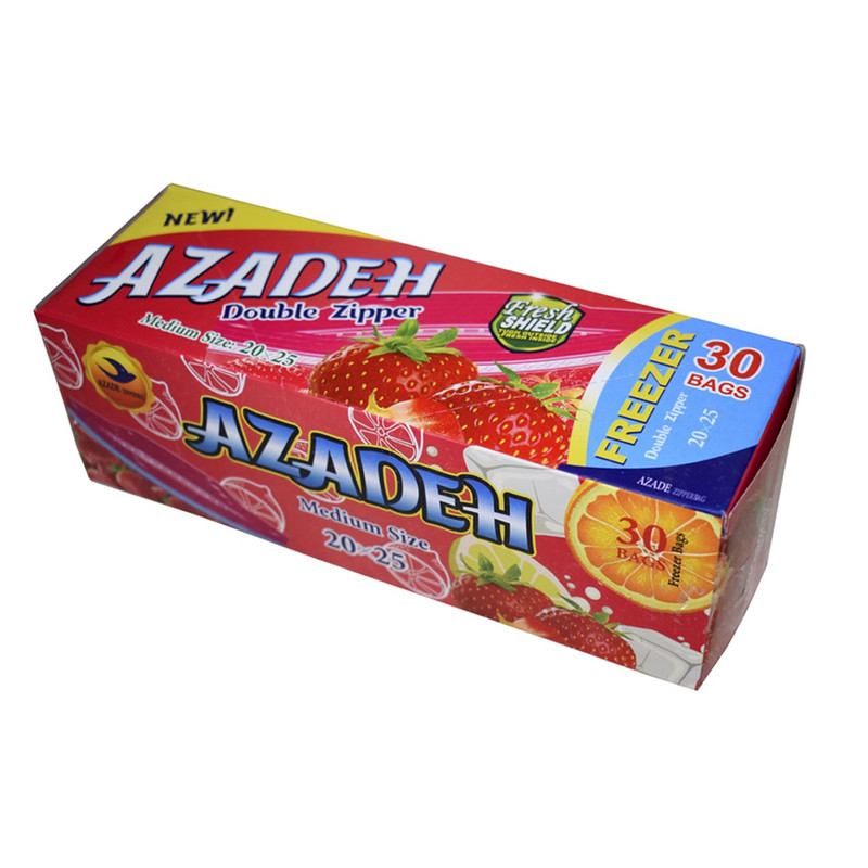 کیسه زیپ دار آزاده مدل دوزیپ سایز 25-20 بسته 30 عددی
