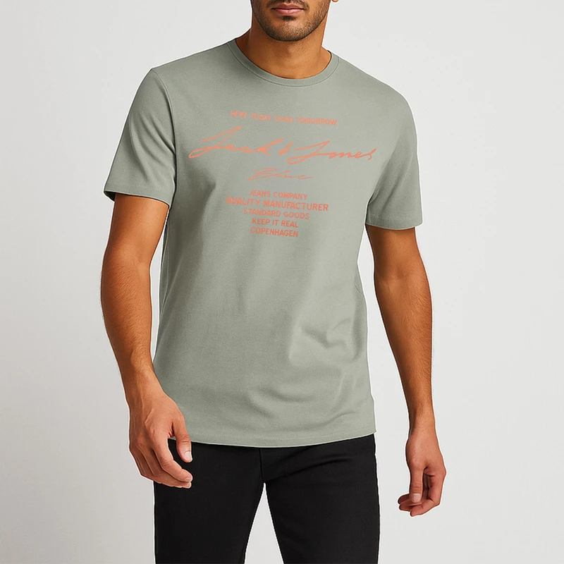 تی شرت آستین کوتاه مردانه جک اند جونز مدل 12180811-Dusty