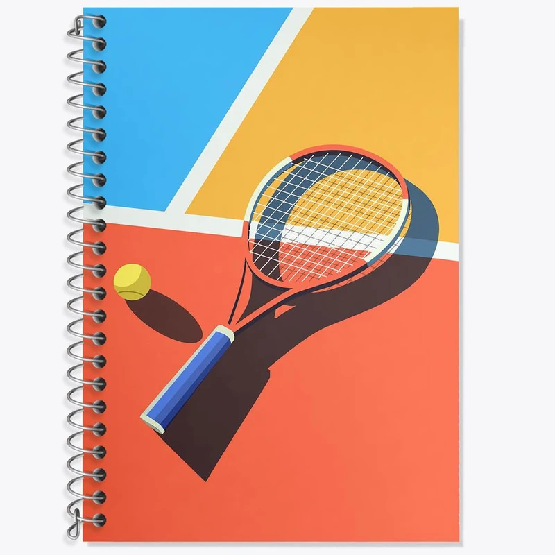 دفتر زبان 50 برگ خندالو مدل سه خط طرح تنیس Tennis کد 14598