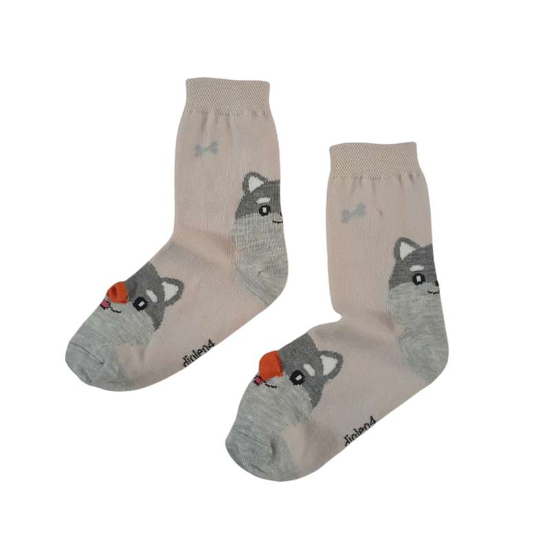 جوراب دخترانه مدل پنبه برجسته رنگ نسکافه ای