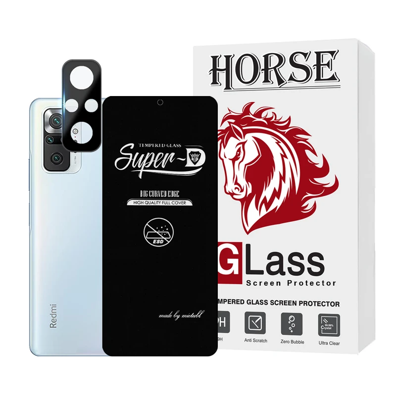  محافظ صفحه نمایش هورس مدل SUPLNFUHO مناسب برای گوشی موبایل شیائومی Redmi Note 10 Pro / Redmi Note 10 Pro India / Redmi Note 10 Pro Max به همراه محافظ لنز گوشی