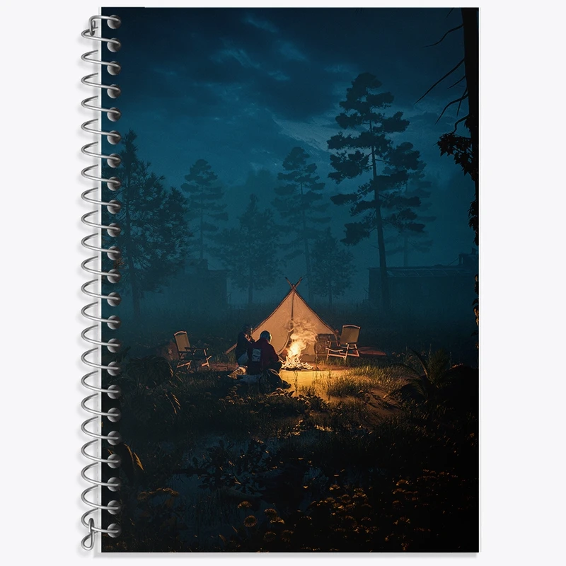 دفتر زبان 50 برگ خندالو مدل دو خط طرح کمپینگ (Camping) کد F1102