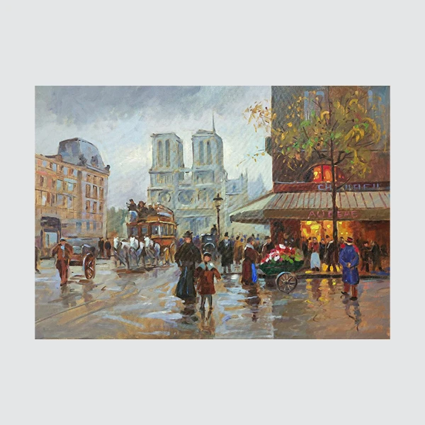 تابلو نقاشی رنگ روغن مدل خیابان مدلین پاریس 2