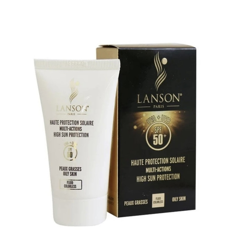 کرم ضد آفتاب بی رنگ لانسون SPF 50 مدل مولتی اکشن محافظ UVA ,UVB مناسب پوست چرب و مختلط حجم 40 میلی لیتر