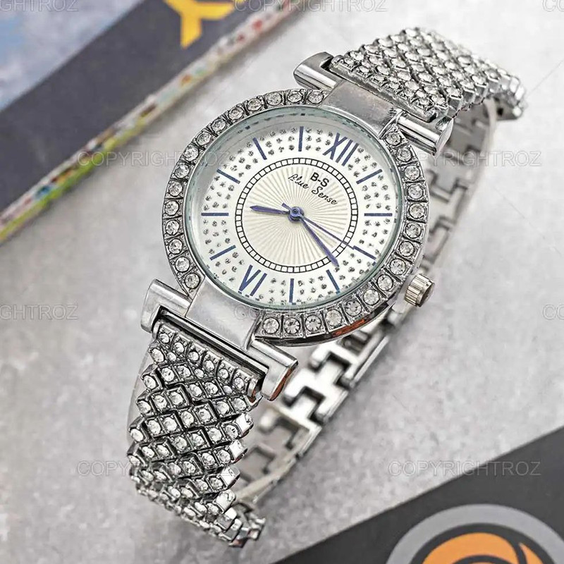 ساعت مچی عقربه ای زنانه مدل فول نگین ساعت مچی عقربه ای زنانه مدل فول نگین