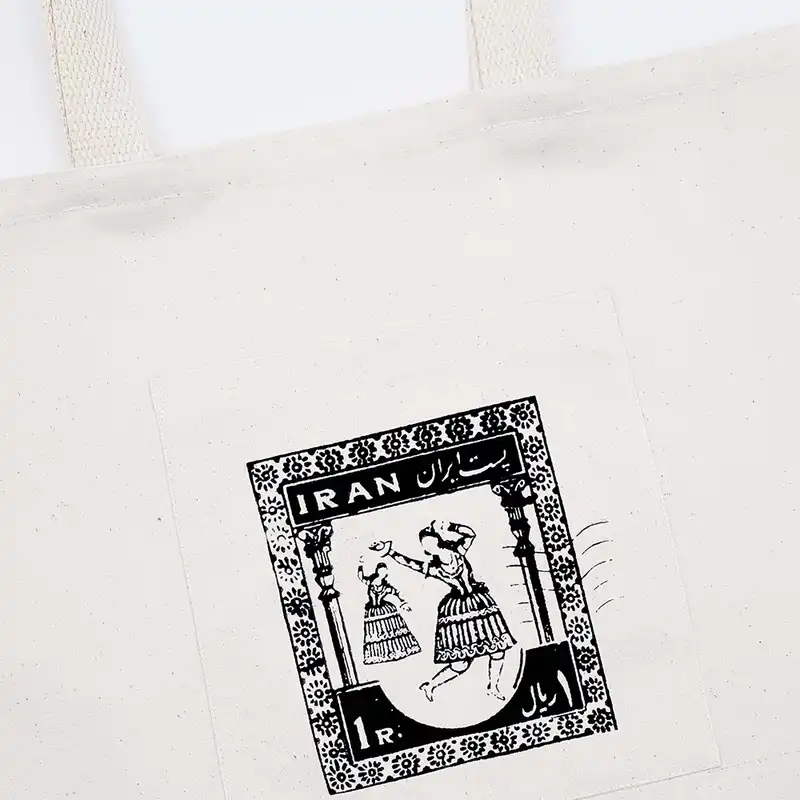 ساک دستی گدار مدل جیب‌دار طرح تمبر