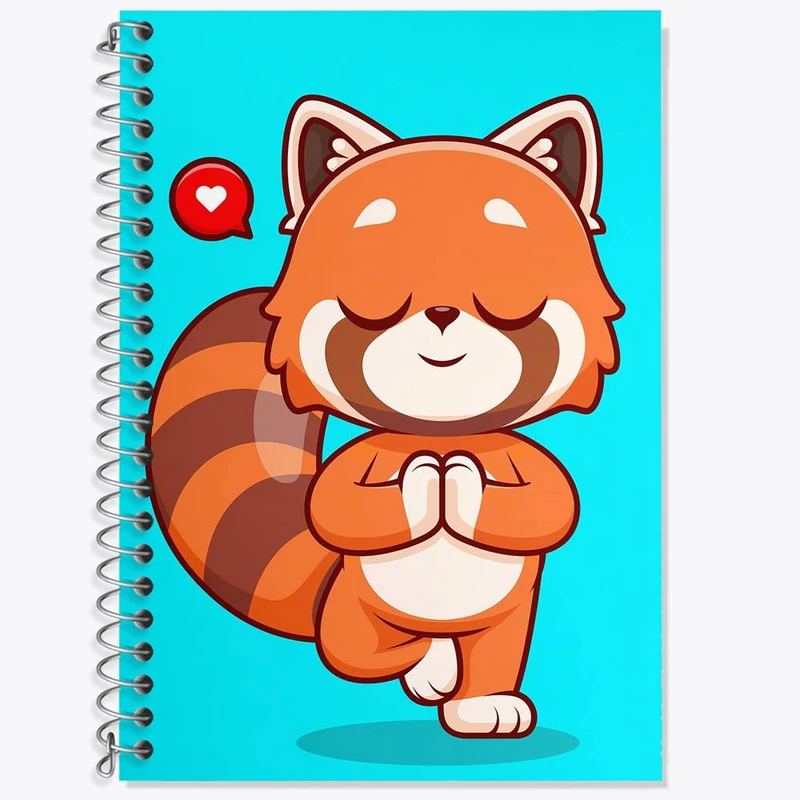 دفتر زبان 50 برگ خندالو مدل دو خط طرح حیوانات بامزه پاندای قرمز کد 29445