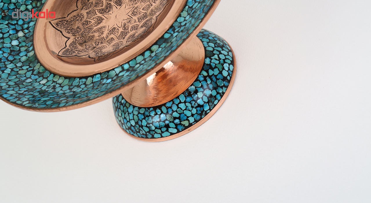 Copper Turquoise inlaying sweet dish, Goharan Gallery, Shams Model, code 1409