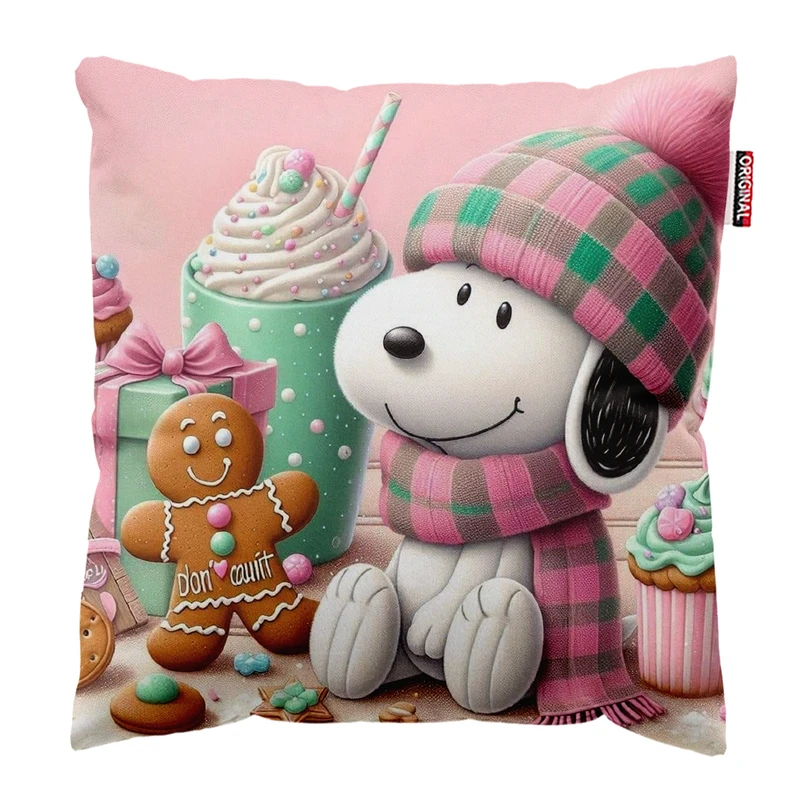 کوسن پاد آفرین مدل کریسمس طرح اسنوپی کد PK302594 سایز 30*30 سانتی متر