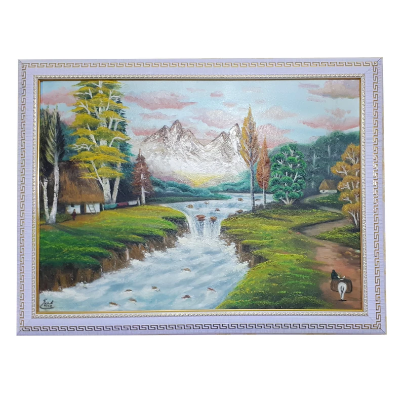 تابلو نقاشی رنگ روغن طرح منظره دشت کد 86420