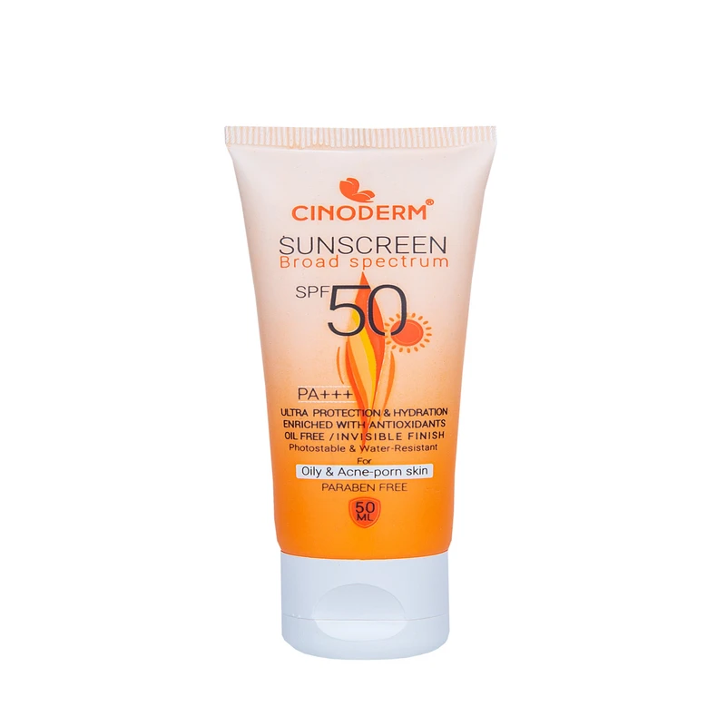 کرم ضدآفتاب بی رنگ سینودرم SPF50 مدل 02 مناسب پوست چرب حجم 50میلی لیتر
