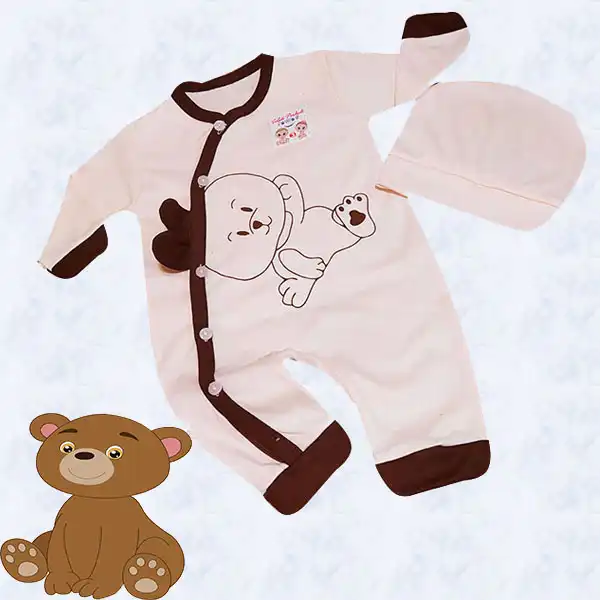 ست سرهمی و کلاه نوزادی مدل Misha کد G5 رنگ گلبهی