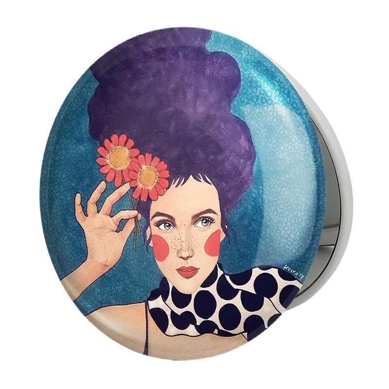 آینه جیبی خندالو طرح دخترونه مدل تاشو کد 6145 