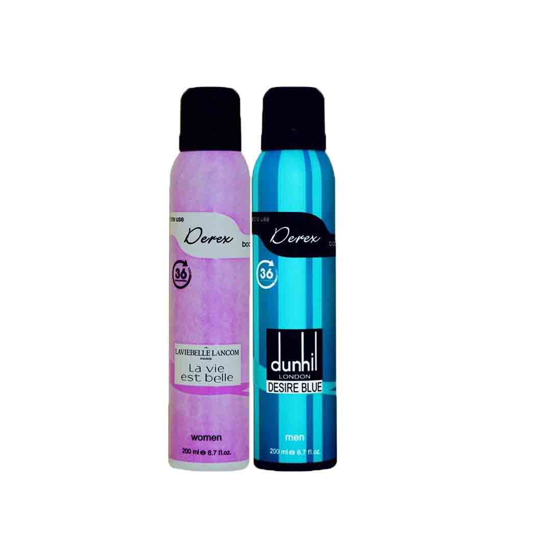 اسپری خوشبو کننده بدن دریکس مدل لاویه بل و دانهیل حجم 200 میلی لیتر مجموعه 2 عددی